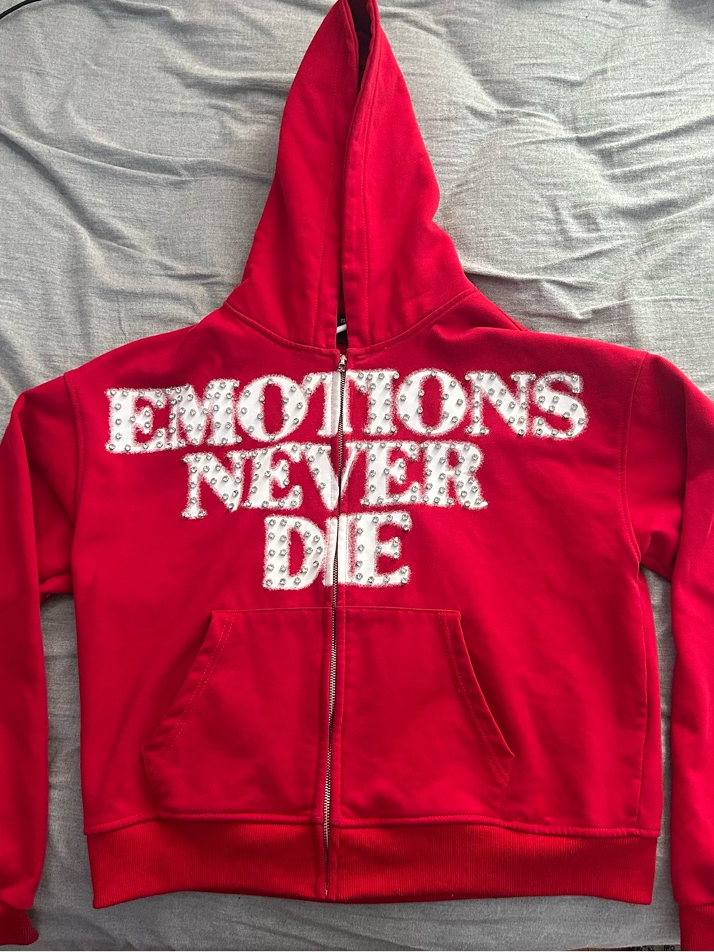 Emotions Never Die Red Zip-Up Hoodie